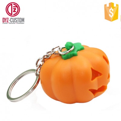 Promotion Gift for kids Halloween Pumpkin LED Keychain with Sound