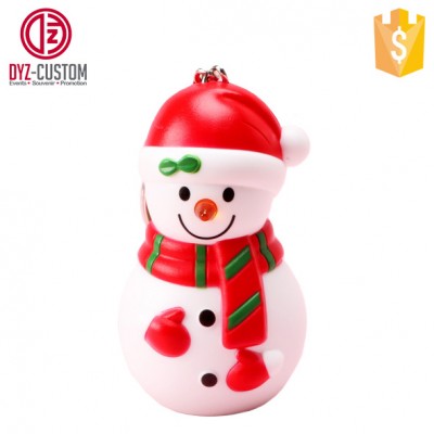 Christmas theme cute snowman sound keyring with Led light