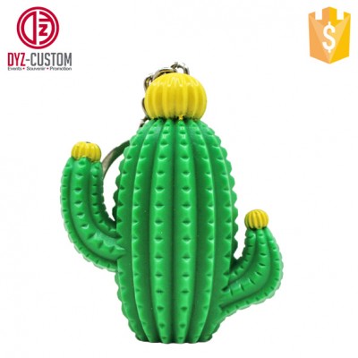 Cactus Shaped Led Keychain Mini Flashlight Keyring Cartoon Plant Kids Toy Gift