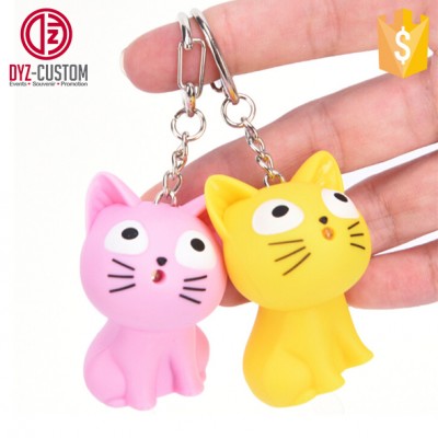 Kids Toy Gift 3D Cute Kitten Keychain with LED Light & Sound Effect