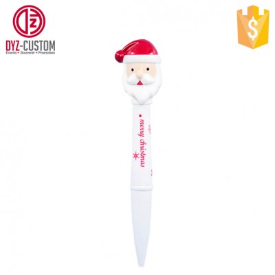 Novelty Christmas Gift Santa Claus shape Led Light Ball Pen with Christmas Sound