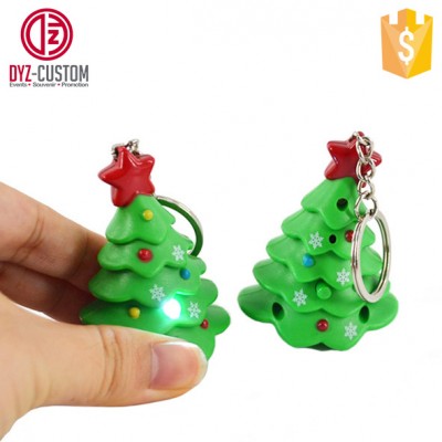 Creative Christmas Gift Keyring Christmas Tree Shaped Led Keychain with Sound