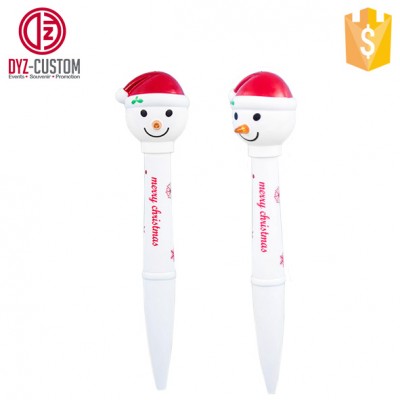 Christmas Gift Pen for kids Snowman shape Led Light Ballpoint Pen with Sound