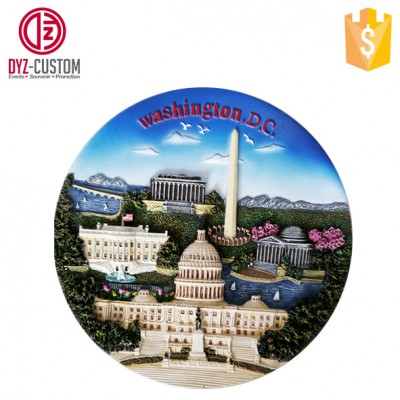 Washington Tourist Souvenir 3D Polyresin Plate Custom Hand Painted Resin Plates