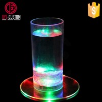 Super Thin Plastic Led Coaster Transparent RGB Led Light Drink Coaster