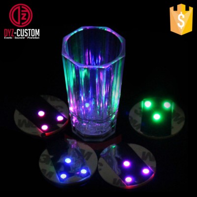 Flashing LED bottle sticker coaster 3M waterproof led sticker coaster