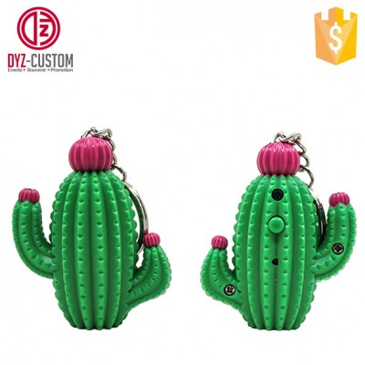 Creative Gifts Plastic Cactus Shaped Led Sound Keyring