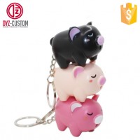 Creative Kids Gift Mini Piggy Keychains Plastic Led Keychain with Sound Effects